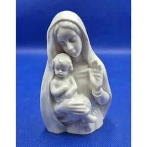 Metzler Ortloff Porcelain Madonna and Child Figurine 4.5" Virgin Mary Baby Jesus